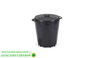 LIXEIRA PLAST 35L 44X39CM C/TAMPA PRETO 246