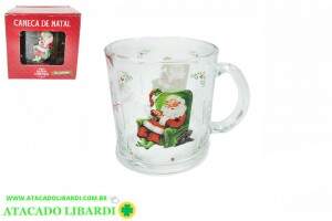 CANECA VIDRO 10CM 320ML NATAL CNX0002