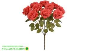 BUQUE  ROSA  BOTAO X10 VERMELHO TRIANGULAR 43CM 83578002