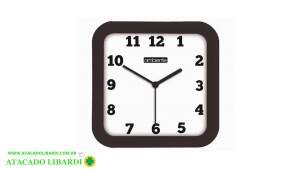 RELOGIO PAREDE 22CM QUAD PRETO AMBIENTE 1912141