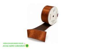 FITA ARAMADA VELUDO 6,3CMX9,14M C/COSTURA VERMELHO C/DOURADO 90421002