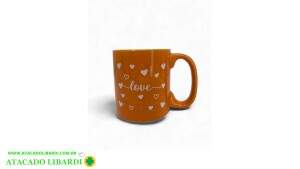 CANECA CERAM LOVE 300ML 9CM LARANJA  UT1156