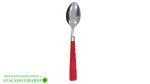 COLHER MESA 6UNI CABO PLAST VERMELHO LT24029