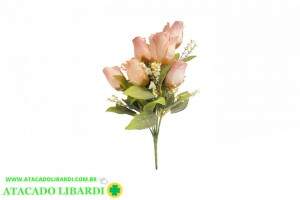 BUQUE  ROSA BOTAO X9 CHA OUTONO 40CM 52328004
