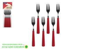 GARFO MESA 6UNI CABO PLAST GRAMADO VERMELHO 303592