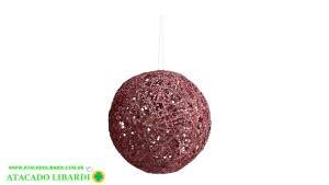 BOLA ARAMADA12CM C/GLITTER  ROSA  77864004