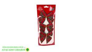 ENFEITE LAÇO DE NATAL  XADREZ  3PCS LAC0086