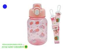 GARRAFA INFANTIL PLAST 600ML C/CANUDO SORT FJ90505