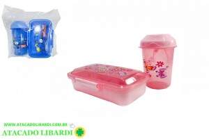 KIT MARMITA INFANTIL PLAST 14X7,5X4,5CM 3PCS COLOR 6650