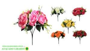 BUQUE ROSA ABERTAS X9 35CM 235444