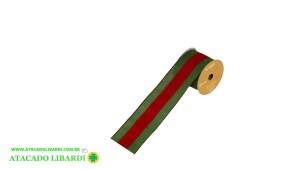 FITA ARAMADA LINHO C/COSTURA VERDE VERMELHA 6,3CM 9,14M 57793005