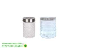 POTE VIDRO 13CM 800ML RED C/TAMPA INOX ECO23087