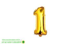 BALAO METALIZADO NUMERO 1 80CM DOURADO PF10007DR1