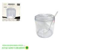 ACUCAREIRO PLAST C/COLHER 300ML TRANSP DT9488