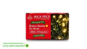 PISCA 100 LED 8M BRANCO QUENTE 220V 8F FIO VERDE 1V220BQ