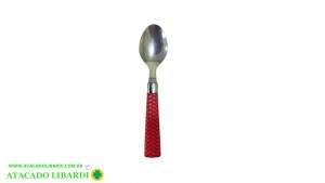 COLHER SOBREMESA 6UNI CABO PLAST VERMELHO LT24030