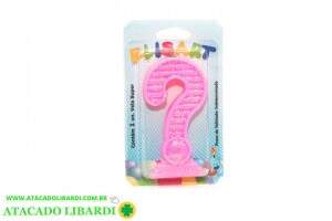 VELA SUPER NUMERO ROSA PONTO INTERROGACAO