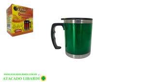CANECA TERMICA INOX 450ML 11CM C/TAMPA PLAST RJ1292