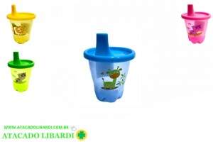 COPO PLAST 300ML C/TAMPA INFANTIL COLOR COP85