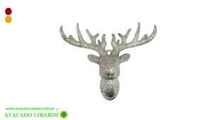 ENFEITE PENDENTE CABECA RENA PLAST 13X4,5X21CM C/GLITTER WF1152