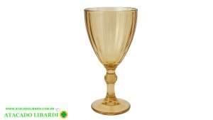 TACA VIDRO 320ML 18,2CM GOLD TP1424