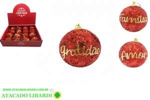 BOLA DECORADA 8CM VERMELHA FRASE NBOL8V12VM